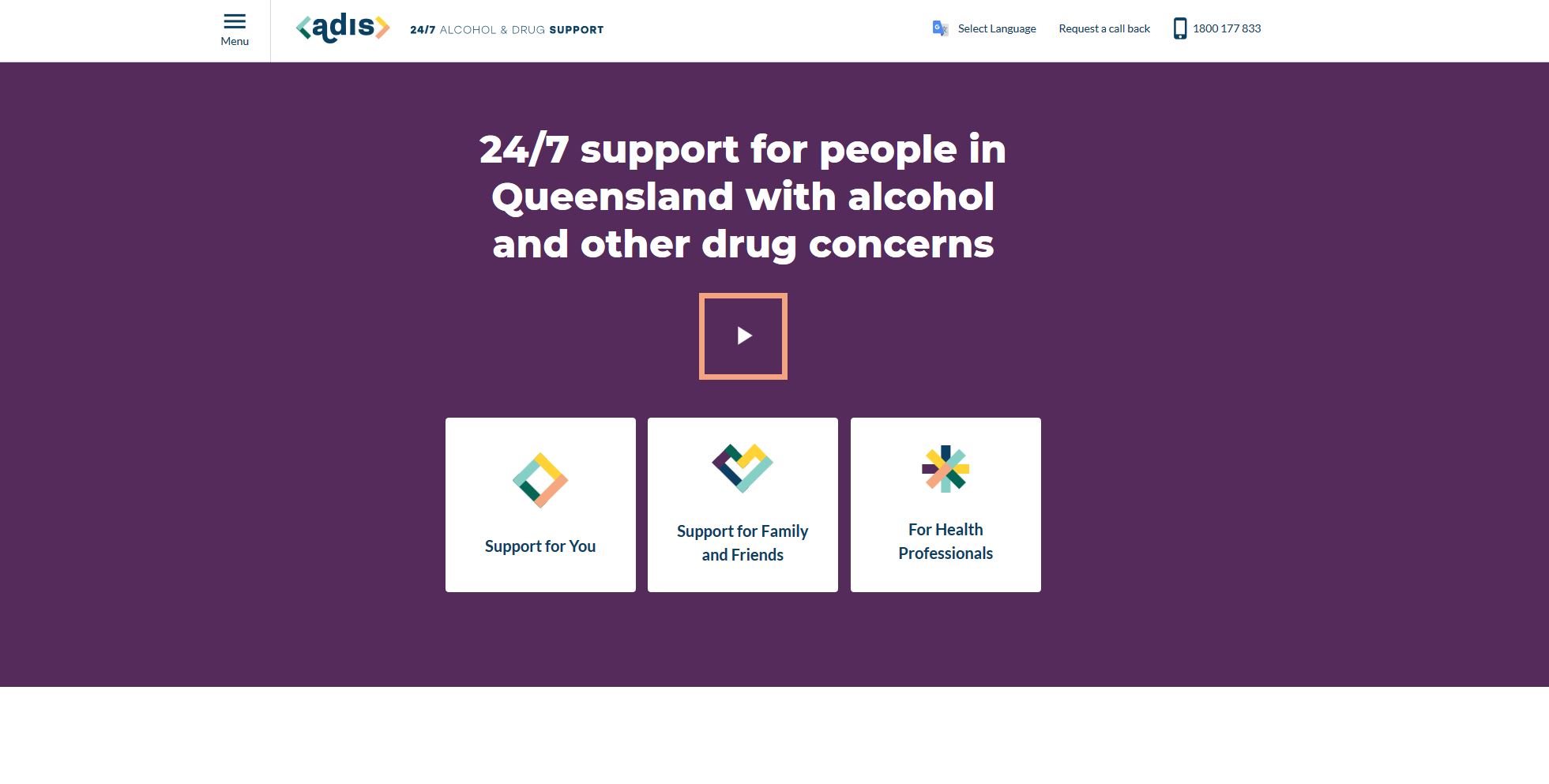 Adis 24/7 Alcohol and Drug Support website